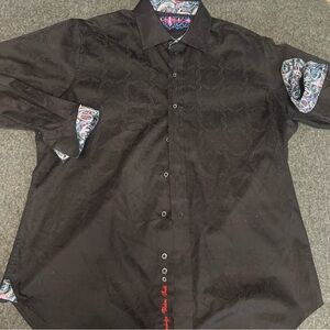 Robert Graham Black Shirt with Paisley Accents